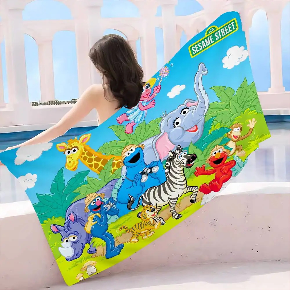 S-Sesame-Street Wholesome-Educational Beach Towel Colorful Bath Towels for Girl Microfiber Dry Sand Free Beach Yoga Spa Gym Pool