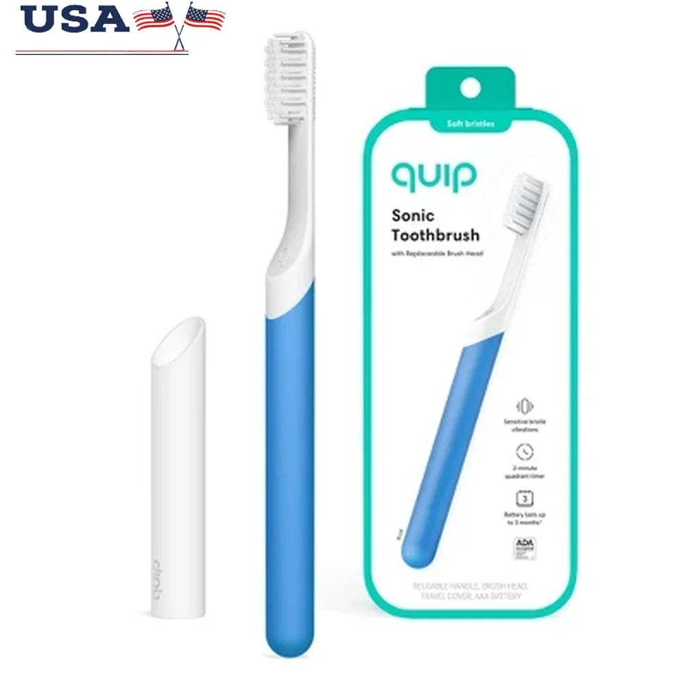 Electric Toothbrush with Sonic Vibrations 2-Minute Timer Replaceable Brush Head Travel Cap Water-Resistant Cordless Design Oral