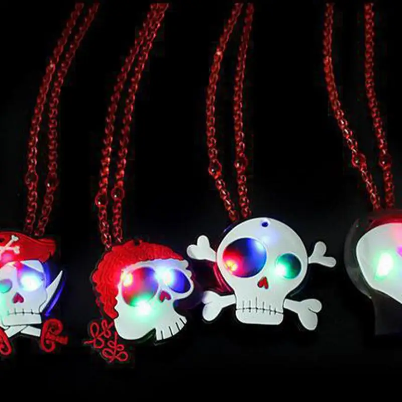 Halloween LED Light Up Necklace Necklaces Halloween Toys Light Up Pendant Toys Necklaces Party Supplies Necklaces For Kids