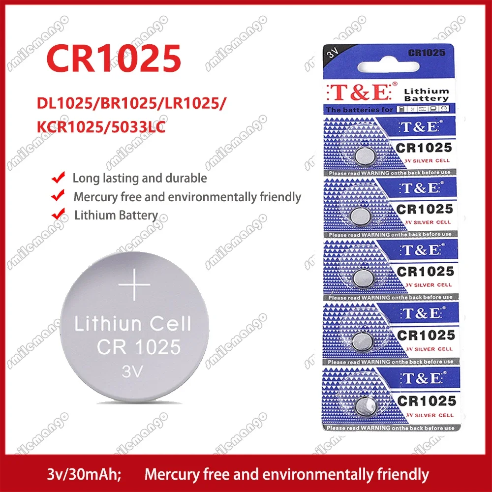 

2PCS-50PCS 3V CR1025 Lithium Button Battery KL1025 BR1025 LM1025 DL1025 CR 1025 5033LC Coin Cell Watch Batteries for Toys Remote