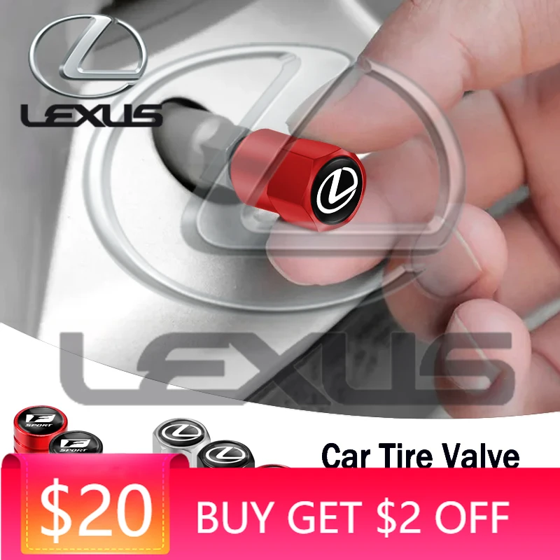 

Emblems 4Pcs Car Styling Metal Wheel Tire Valve Caps Dust Accessories For Lexus F SPORT Plug-in Hybrid ES UX 300e GX LBX NX RX 3