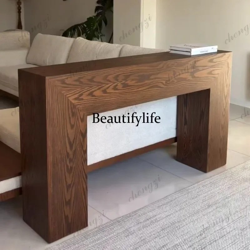 9344 Medieval solid wood entrance table, retro living room back several walls decorative display long table