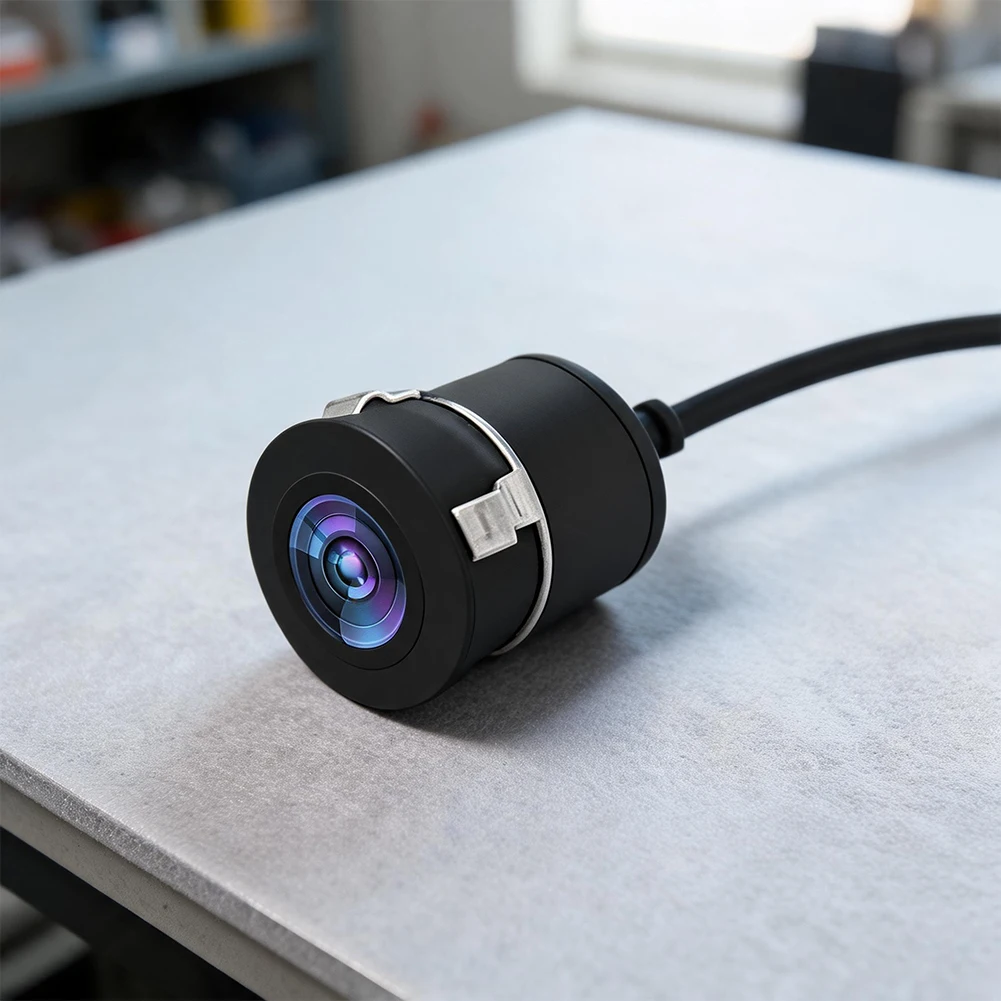 Drilled 18.5mm Rearview Camera Featuring 90-Degree Wide-Angle View Compatible with 12V Automotive Applications