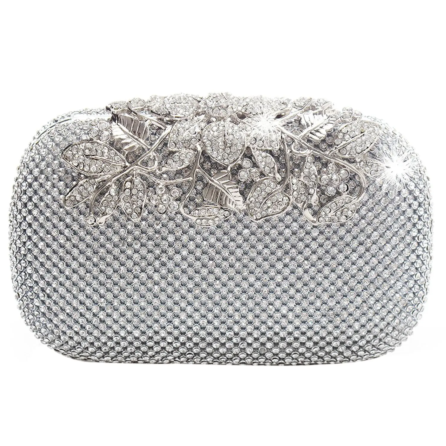 HOT SALE Unique Clasp Silver Diamante Crystal Diamond Evening Bag Clutch Purse Party Bridal Prom