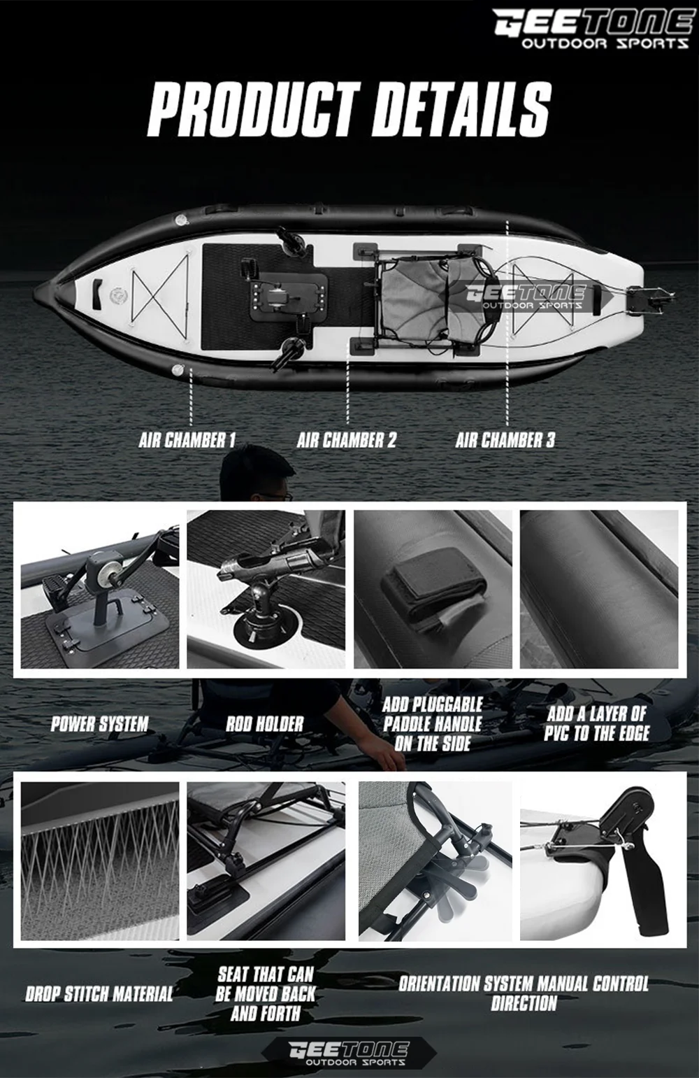Kayak de pêche Geetone OFF-SUP - Fishing Kayak Inflatable avis et prix