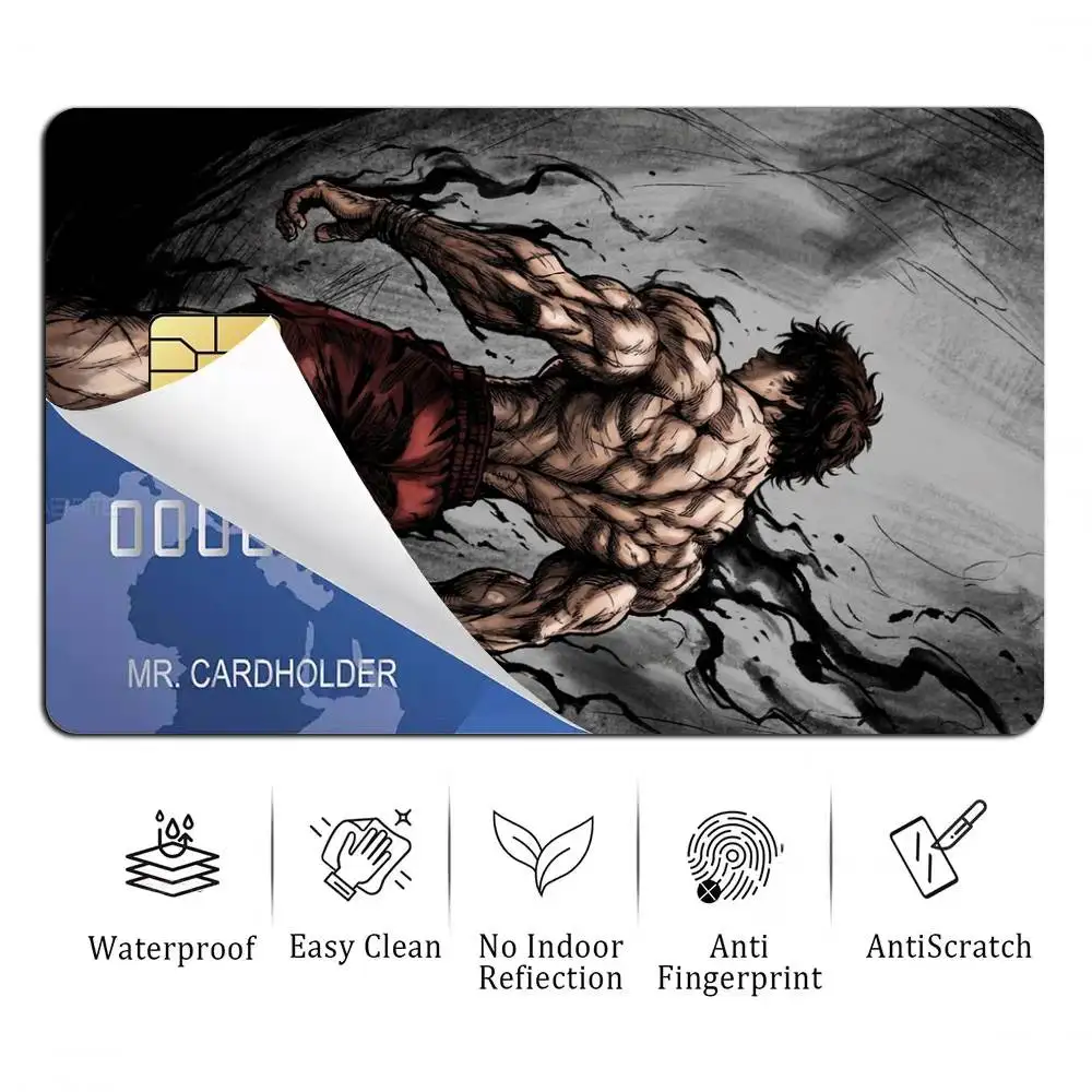 H-Hanma Anime Grappler B-Baki  Card Stickers for Bank Access Protective Waterproof Film Cover Sticker Gift