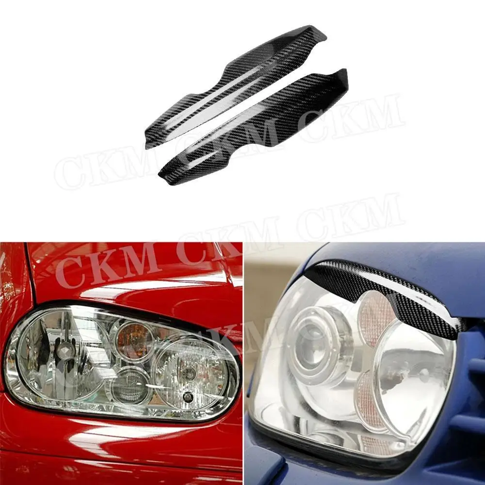 ckmuuer-車のカーボンファイバーフォルクスワーゲン-mk4-1998-2004-フロントバンパーヘッドライト眉毛まぶたトリムカバーステッカーアクセサリー