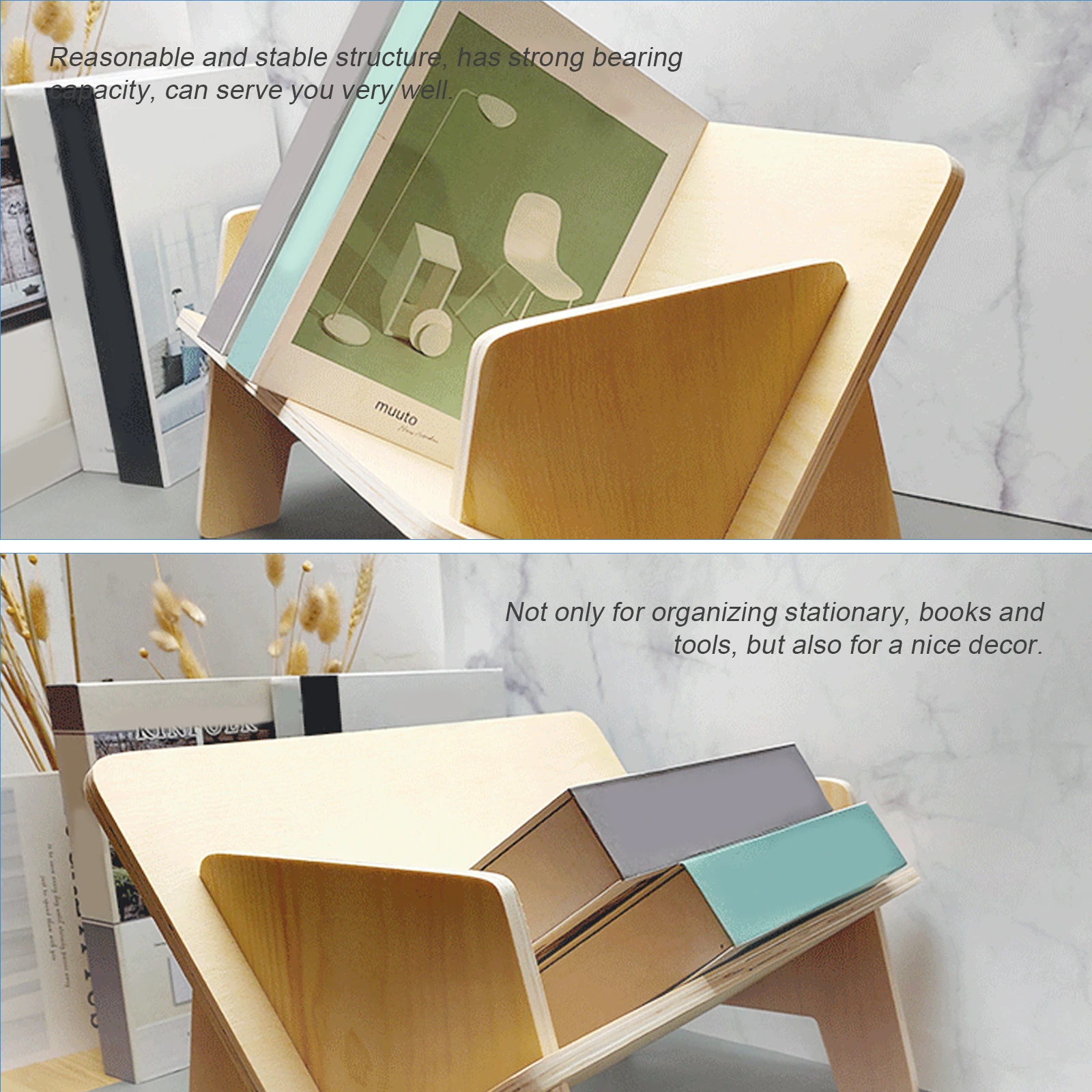 

Premium Organizer Storage Shelf Bedroom Office Desk Holder Sturdy Wood Material Large Capacity Decorative Stand Stationery Rack