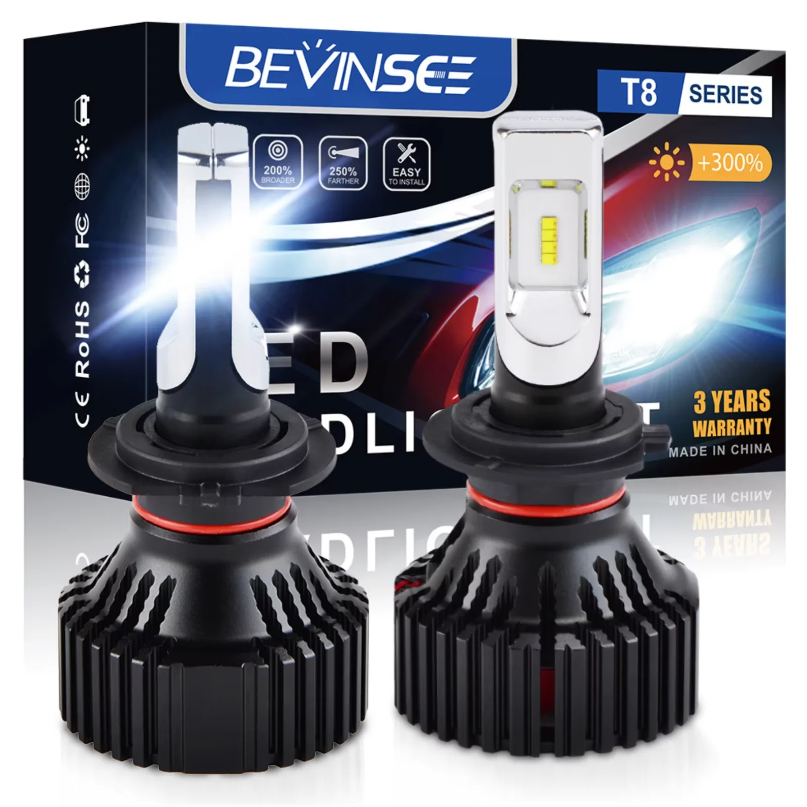 

BEVINSEE H7 H11 H8 H9 Светодиодные фары для универсальных транспортных средств HB3 9005 HB4 9006 Светодиодные противотуманные фары 9007 HB5 Фры дальнего света 6000K