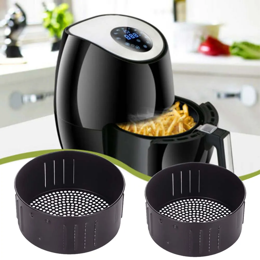 2.6L/ 3.5L Air Fryer Basket Kitchen Roasting Cooking Tool Air Fryer Basket Baking Tray Airfryer Pan Kitchen Accessories Black