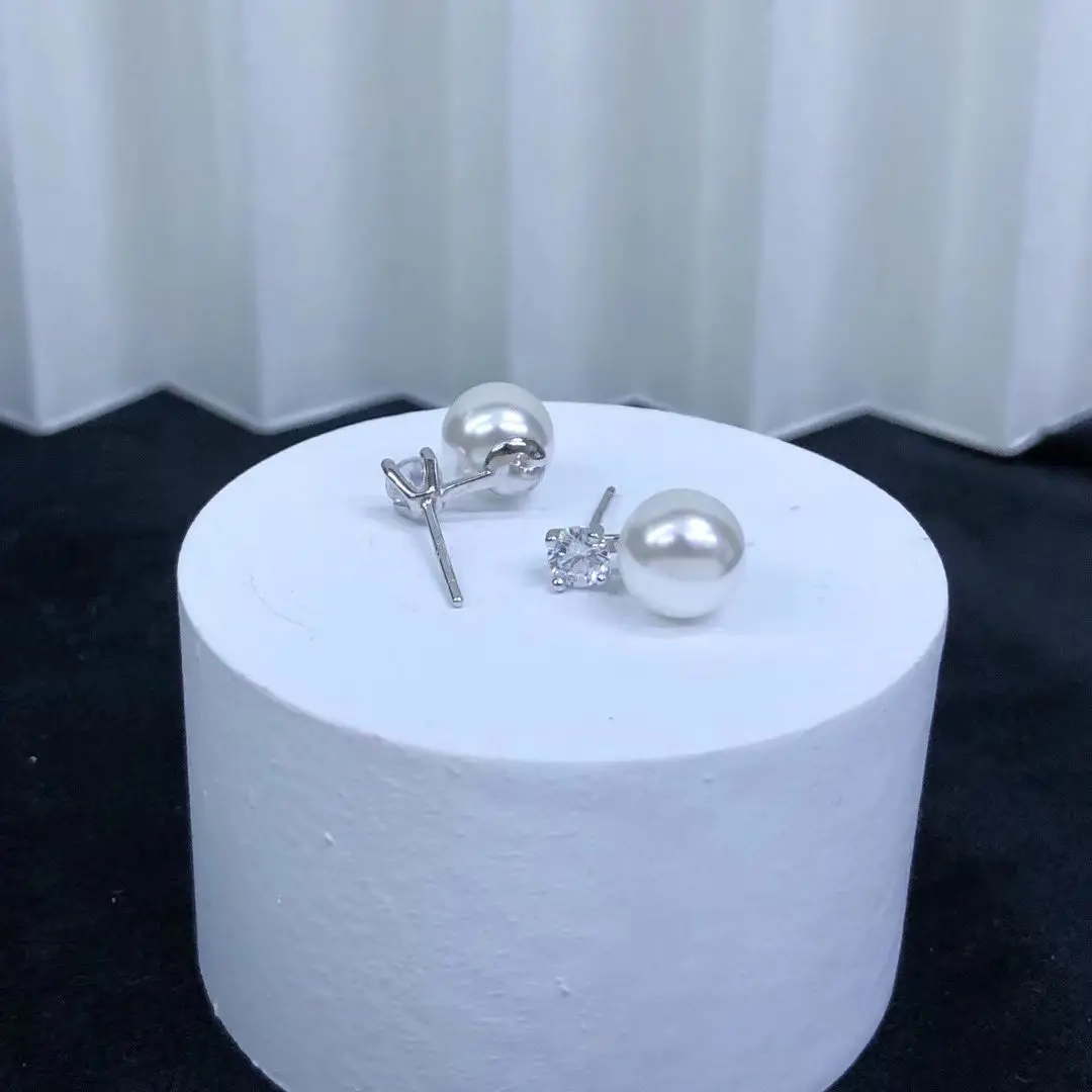 

Оптовая продажа, серьги из стерлингового серебра S925, фурнитура для крепления, базовые монтажные детали, аксессуар для жемчуга 7-9 мм, 5 пар/лот