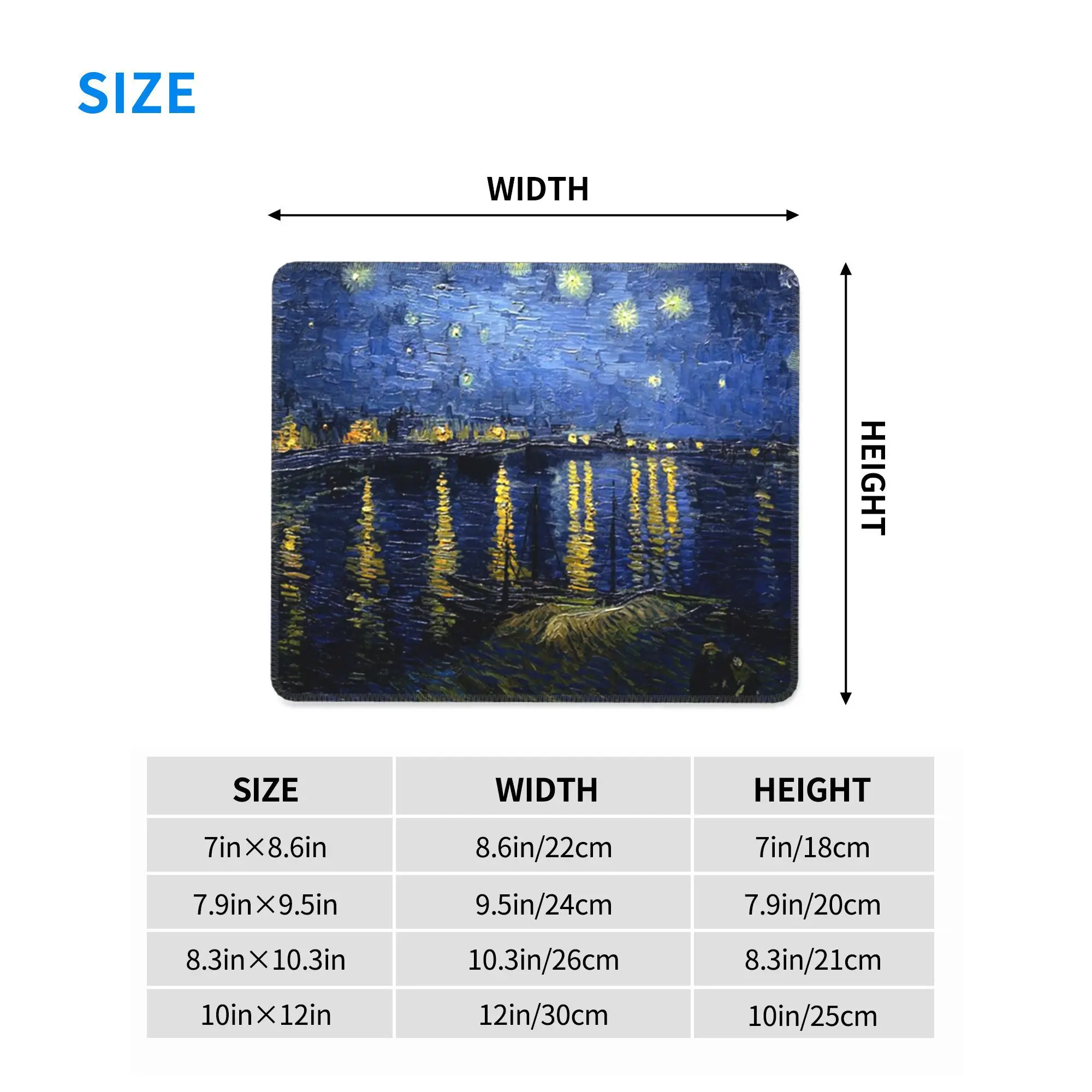 Notte stellata sul Rhone - Tappetino per mouse Van Gogh Tastiera per computer Tappetino per mouse PC da gioco Tappetino per scrivania portatile Tappetini per ufficio