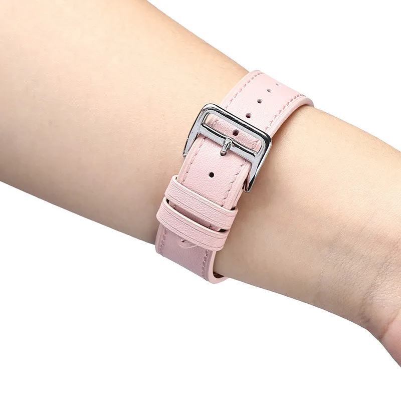 Leather watchbnad for apple watch 5 6 7 8 9 40mm 44mm 41mm 45mm band pink Bracelet wrist strap for iWatch SE 3 38mm women girl