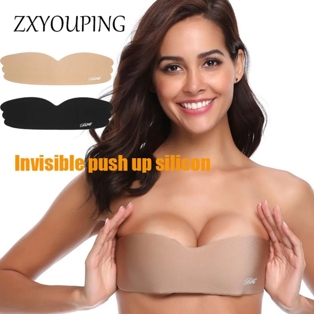 

ZXYOUPING Invisible Silicone Strapless Bra, Self-Adhesive Backless Push Up Nipple Covers, Women's Seamless Lingerie & Underwear