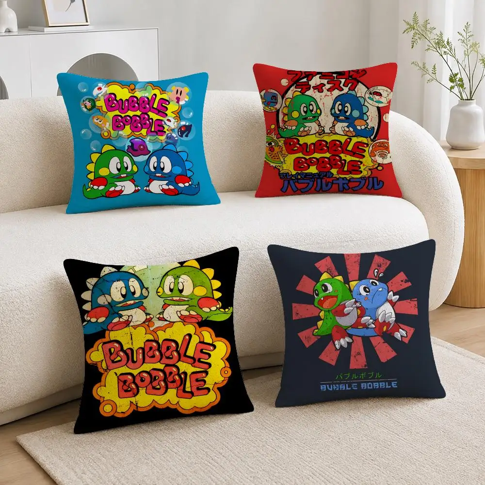 Game Bubble Bobble Cushion Cover Soft Plush Cushion Covers Fluffy Throw Pillow Cases for Sofa Bedroom Home Decor