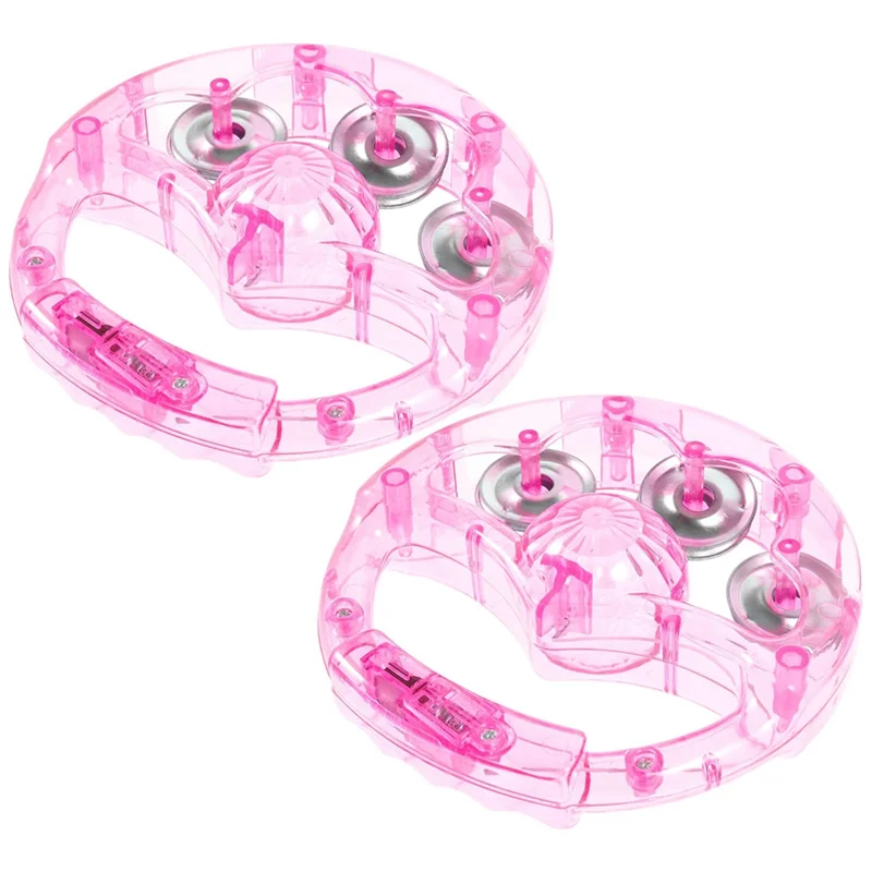 ABLB-Light Up Tambourine 4Pcs Flashing Tambourine Glow Musical Tambourine Handheld Musical Rhythm Instrument Percussion
