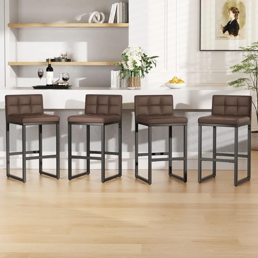 

Bar Stools Set of 4, Modern Faux Leather Counter Height Bar Stools with Low Back and Footrest, Sturdy Thickened Metal Leg, Upho