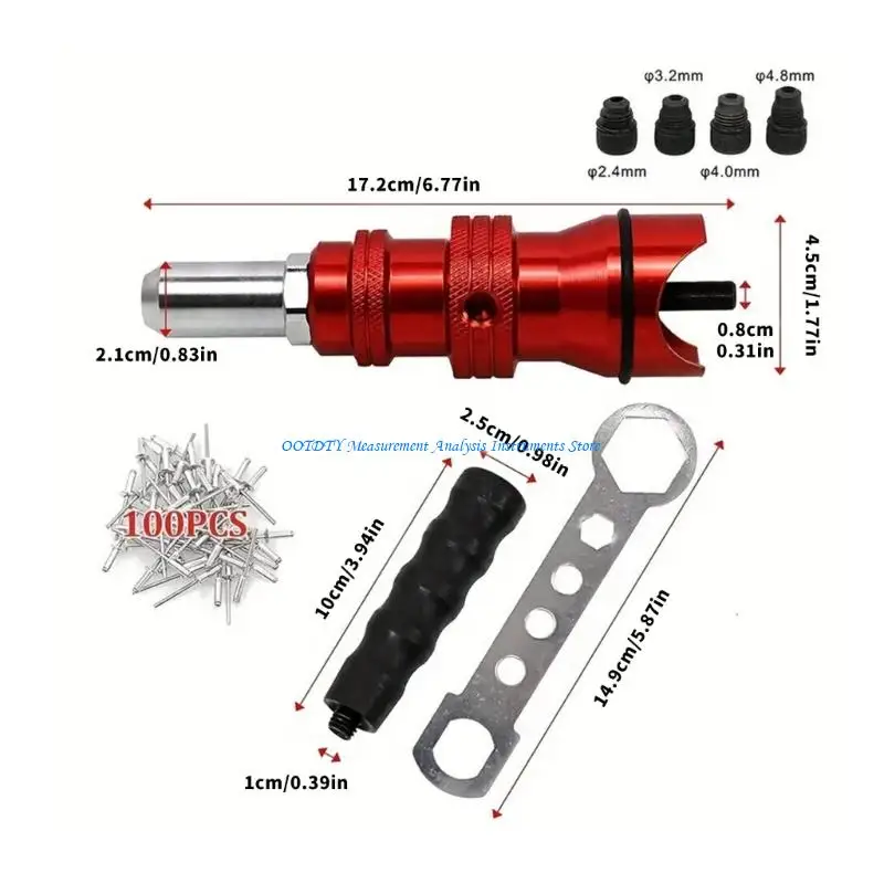 367D Rivets Guns Adapter Set with 100pcs Rivets 4 Adapter for Instantly Conversion Tool