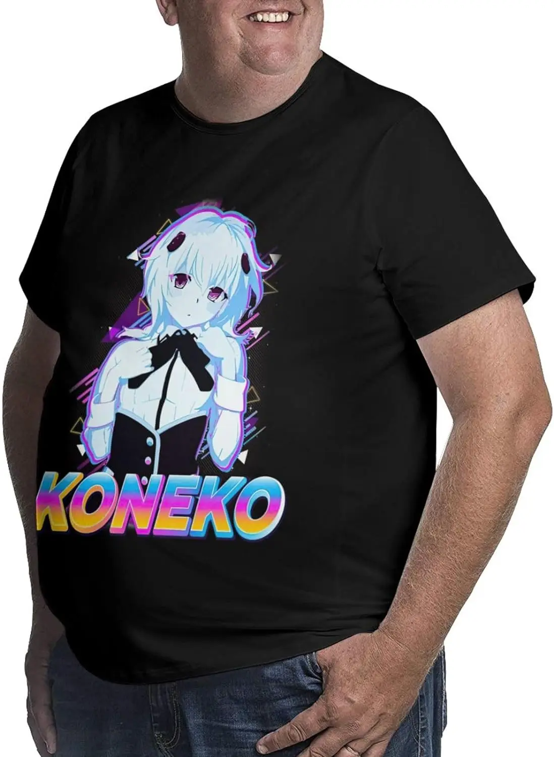 Manga High School DxD Koneko Shirt Cotton Short Sleeve Cool Big Size Tops for Men Black