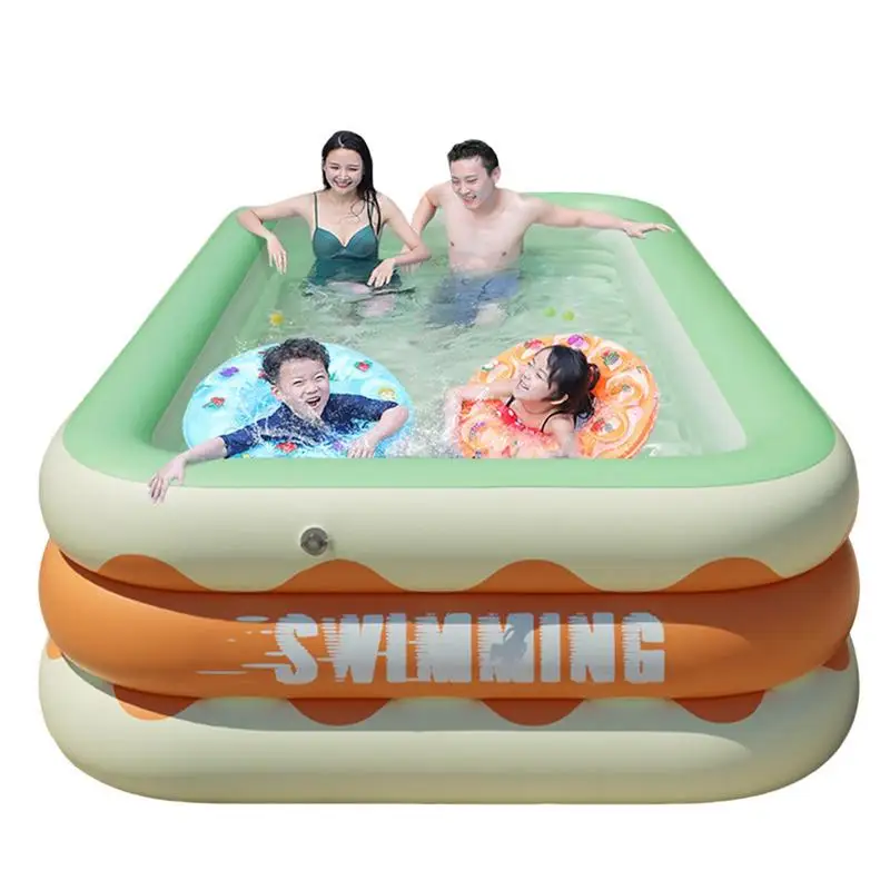 

Kids Inflatable Pool Wear-Resistant Above Ground Blow Up Swimming Pool Full-Sized Comfortable Blow Up Pool Foldable Inflatable