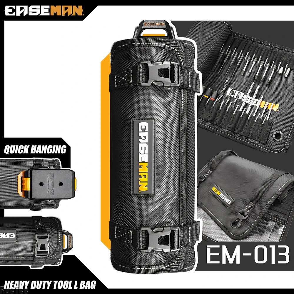 EASEMAN High Quality 1680D Tool Roll Up Bag with Translucent bag for Electrician Tool Drill Bit Screwdriver Bit Man Gift