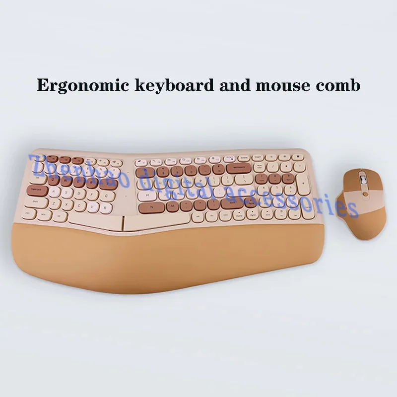 2.4G Wireless Ergonomic Keyboard for laptop computer split keyboard with cushioned wrist and palm arched keyboard design