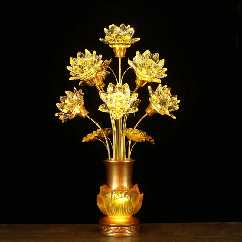 X5-15   guanyin worship ornaments  colorful crystal lotus ornaments imitation glass   front long-lasting for home ornaments