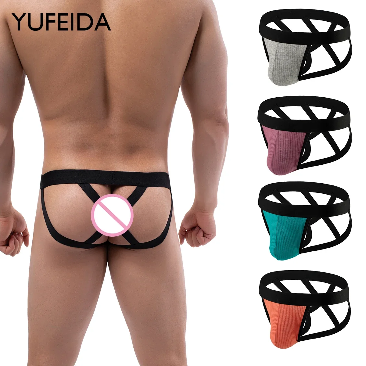 

YUFEIDA 1/4pcs Men's Panties Jockstrap Men Underwear Gay Backless G String Thong Man Briefs Underpant Slip Sexy Peni Pouch Cueca