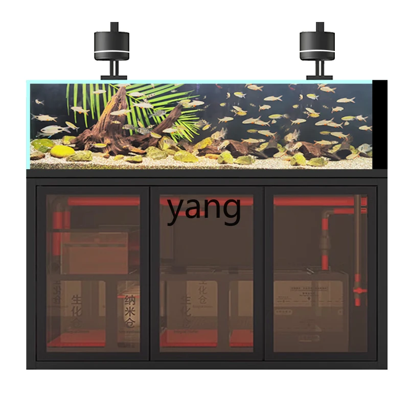 

TGF aquarium bottom filter living room ultra-white glass stream tank bag back side overflow ecological sea tank