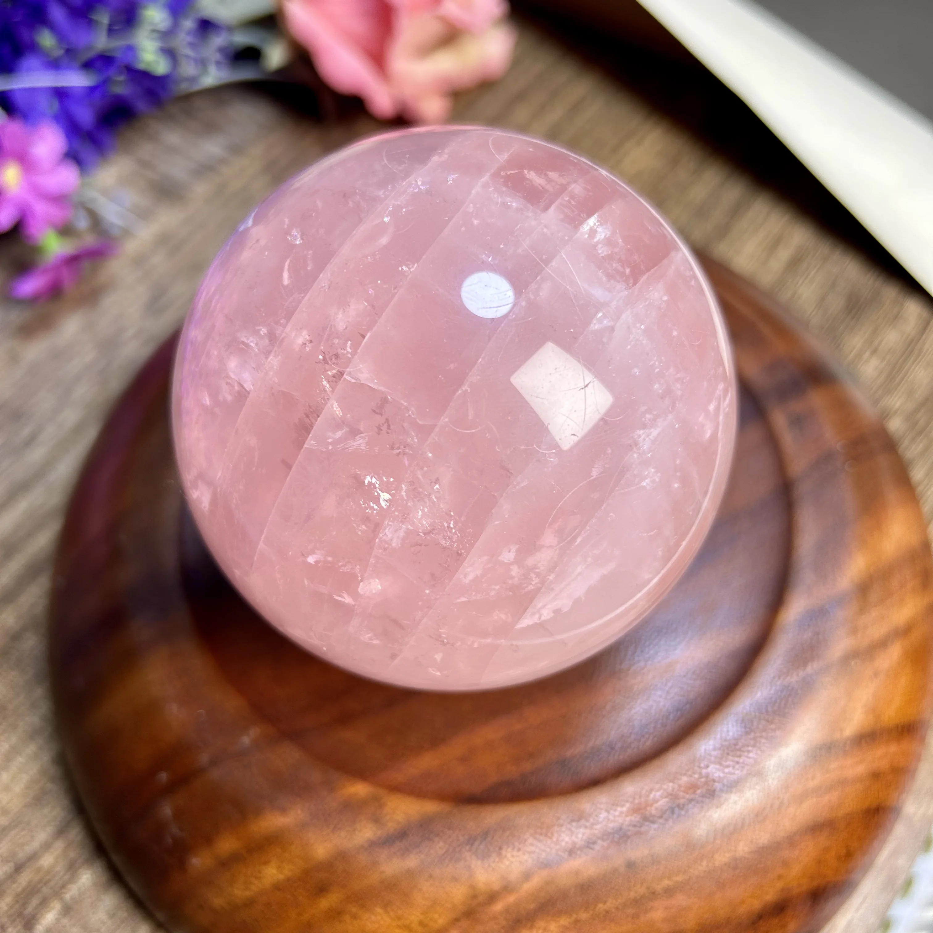 

Natural Pink Rose Quartz Sphere Crystal Ball Reiki Healing Home Decor Gift 915g 86mm 15th