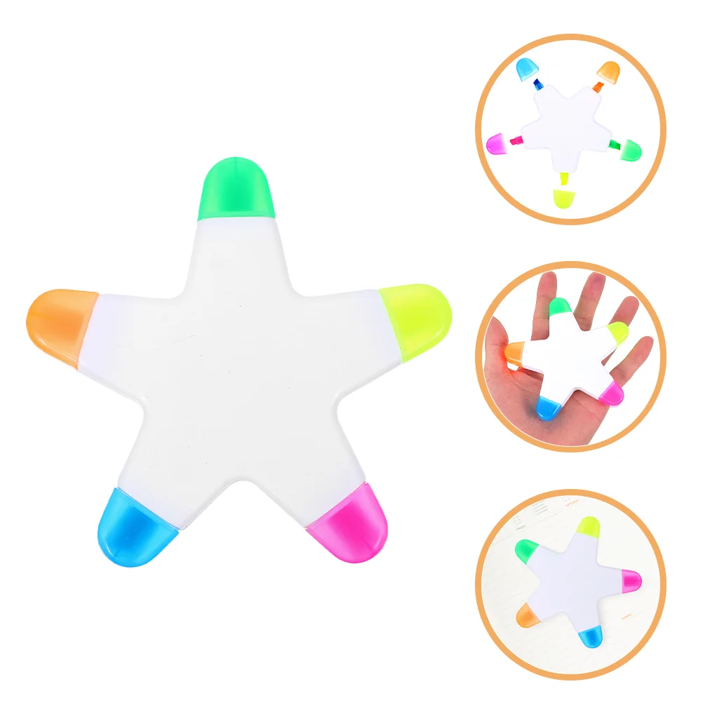 Five-pointed Star Highlighter Reading Erasable Highlighters Aldult Book Markers Plastic Pen Colorful Student