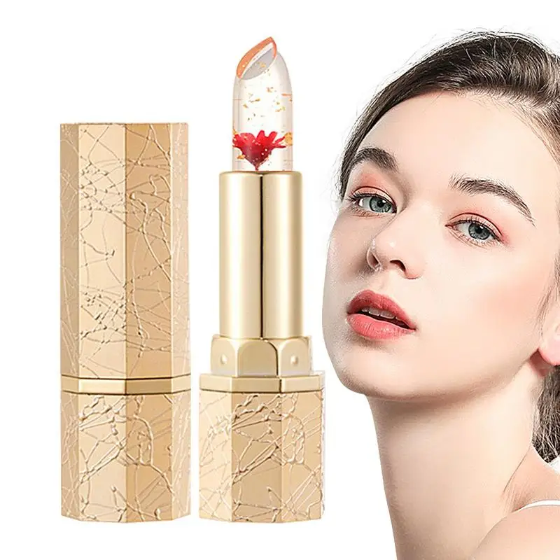 Brillo labial que cambia de Color, bálsamo labial de gelatina de flores, seguro y de larga duración, suministros de maquillaje no pegajoso para estudiantes