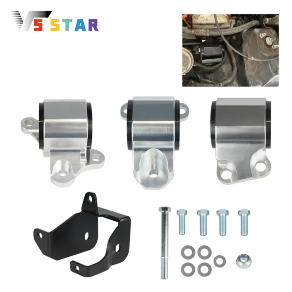 

2 Bolt Car Modification Engine Bracket Kit Black Sliver For 1996-2000 Honda Civic EKSTK 62A Street D16 B16 B18 B20 EK Engine