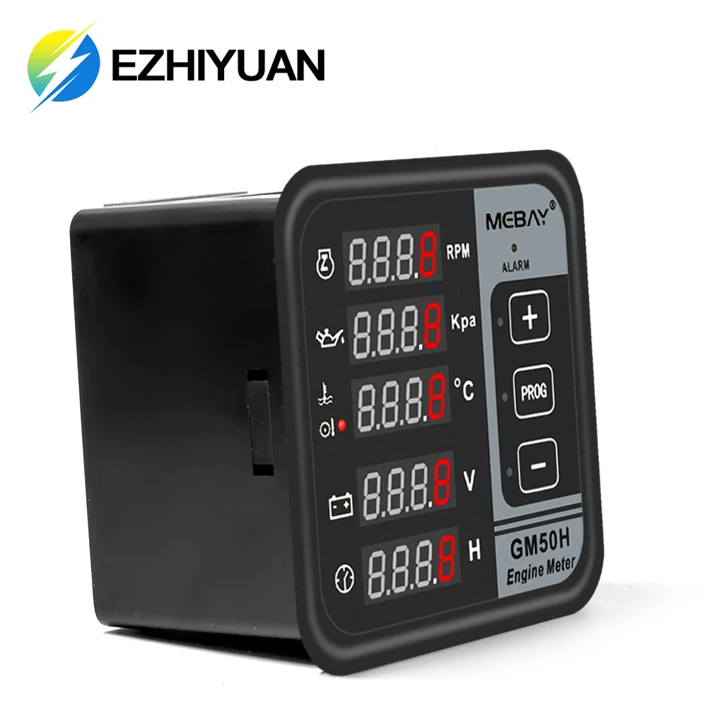 Mebay GM50H MK3 Engine  Digital Meter  Generator Monitor Battery voltage with Water Temperature Oil Pressure Speed Sensor