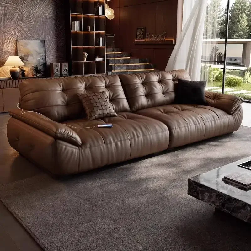 

Designer Leather Living Room Sofas European Brown Modern Sectional Living Room Sofas Lazy Luxury Divano Soggiorno Furniture Home