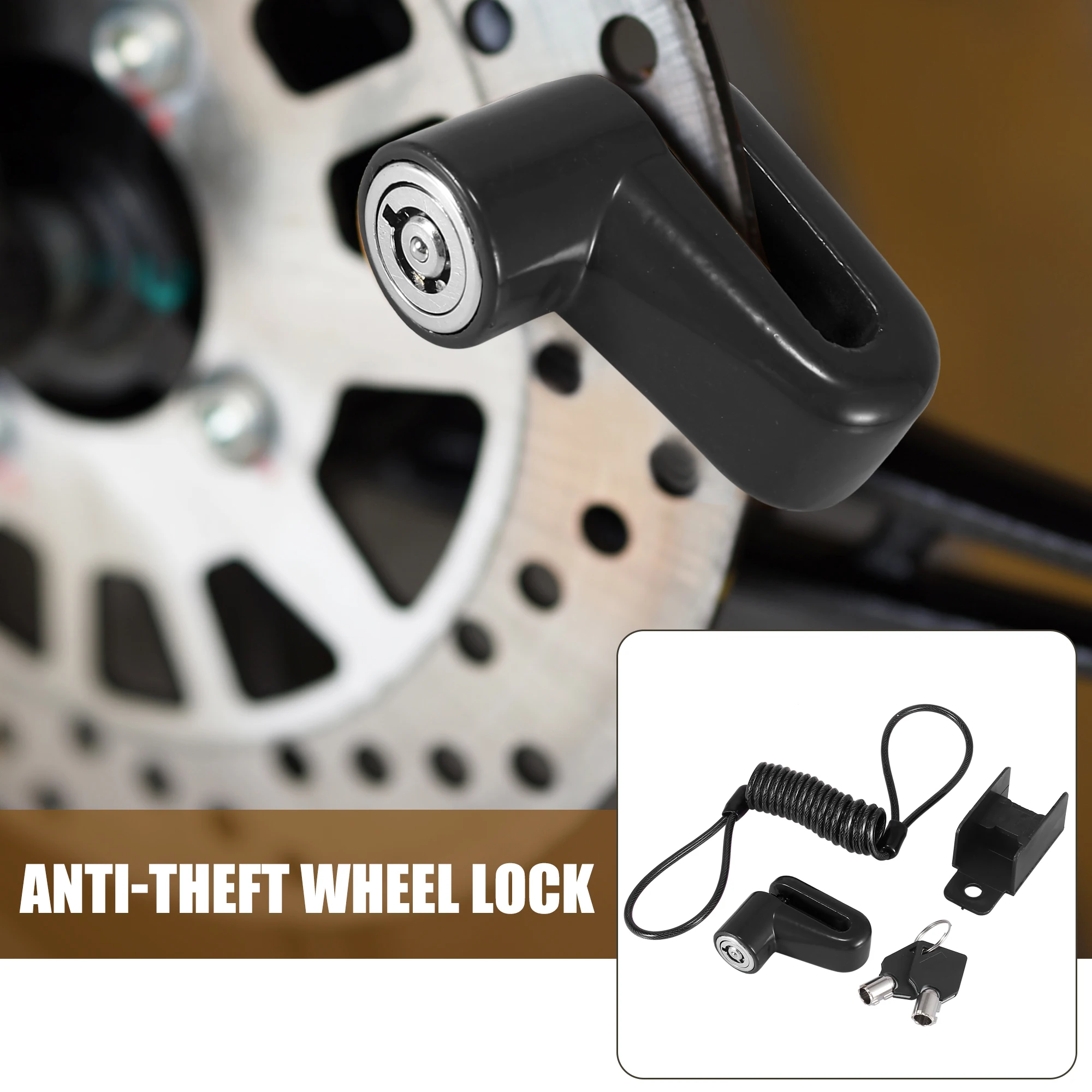 

Motoforti Universal Mountain Bike Scooter Motorcycle Disc Brake Lock Anti-theft Wheel Lock With Rope Cable Accessories