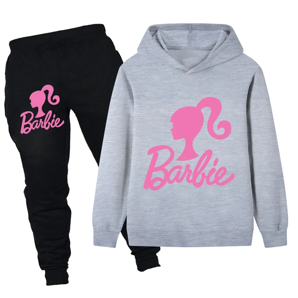 كارتون لطيف باربي طباعة البلوز مجموعة الخريف الفتيات في الهواء الطلق أزياء دافئة للأطفال طويلة الأكمام قطعتين مجموعة #4