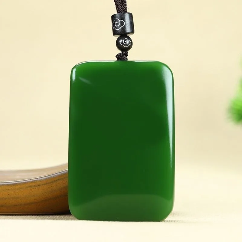 Authentic Hotan Jade Pendant Necklace Male and Female Bread Token Couple Pendant Safe Feng Shui Good Luck Nothing Token