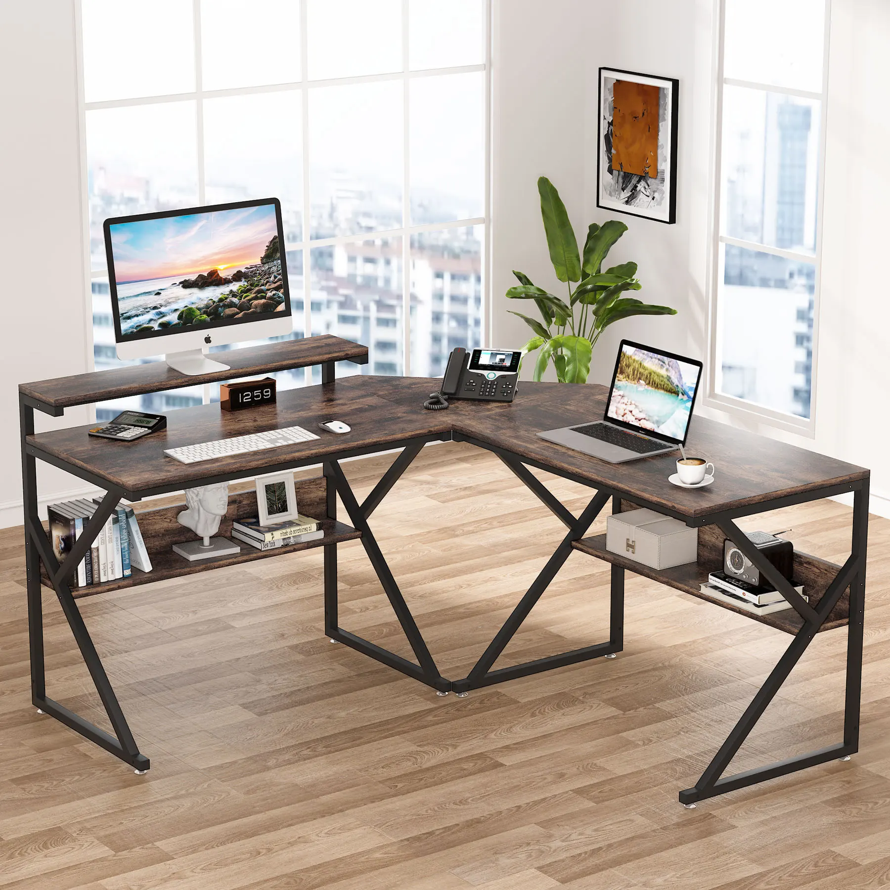 

Desk single staff seat integrated children's home simple corner desk