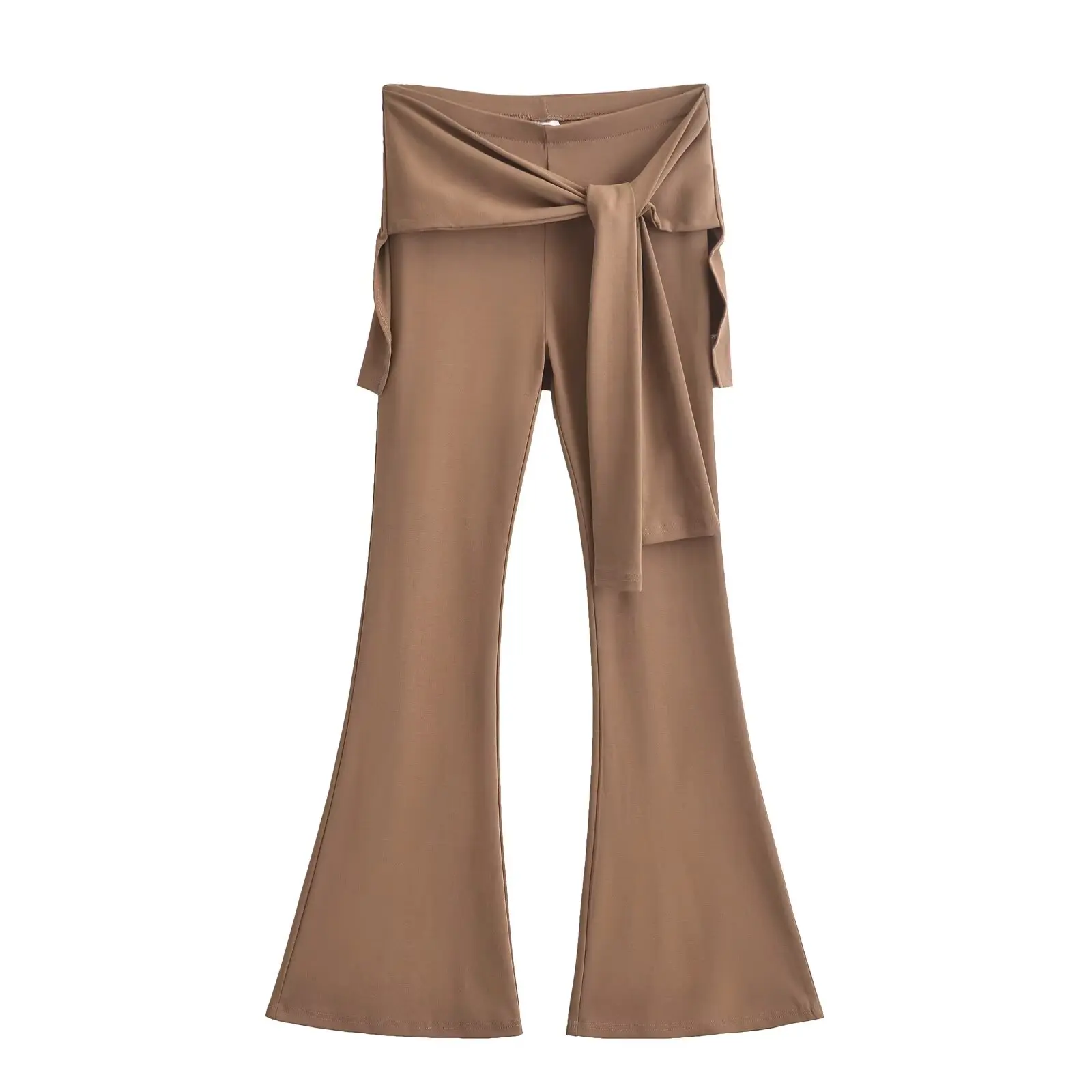 Street Sle Fake Two-Piece Belted Micro Flared Yoga Pants Women's Spicy Girl Long Trousers Slimming Design Casual Pants