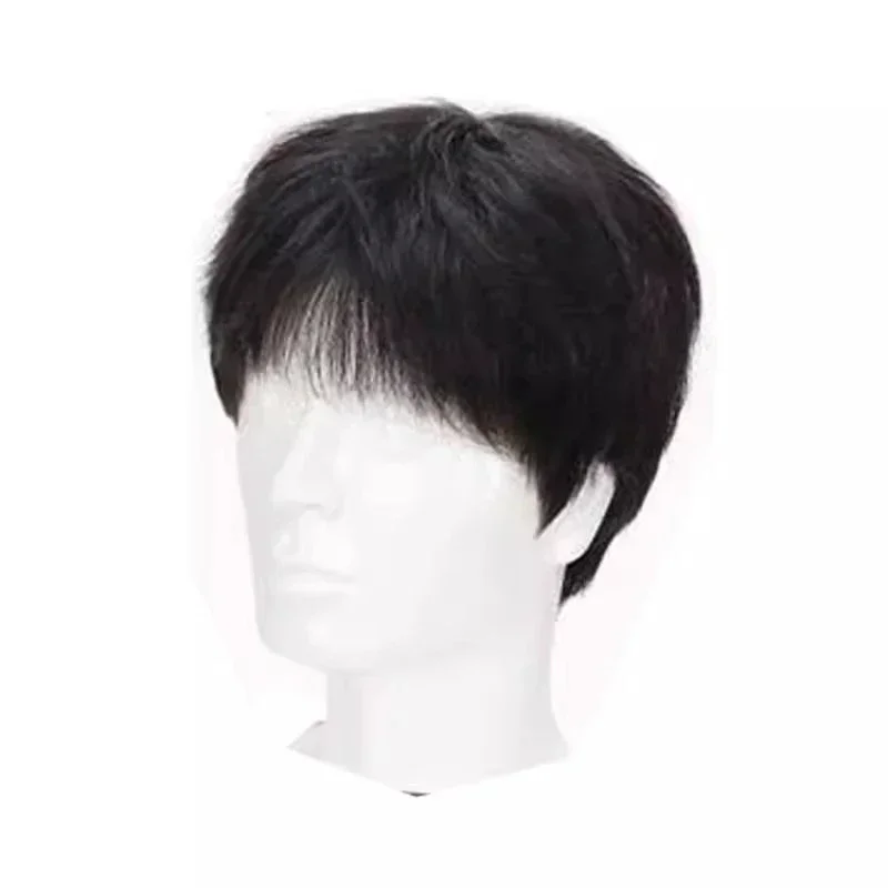 wig, male differential broken cover full head cover, male short hair, natural fluffy real hair, simulated scalp