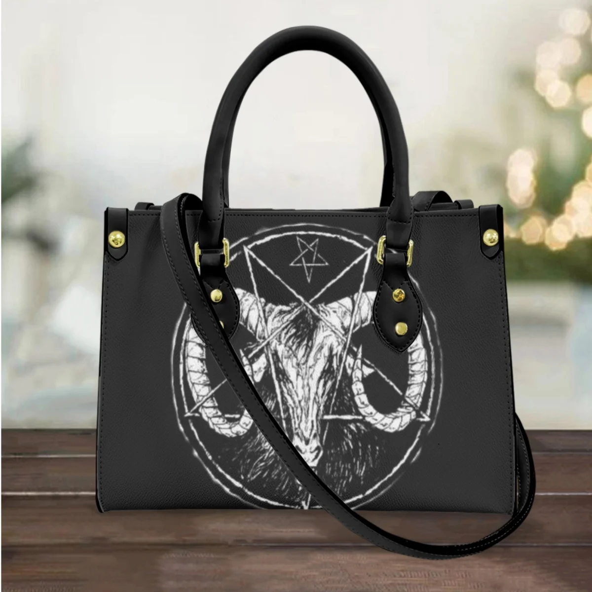 FORUDESIGNS Goat Satanic Demon Ladies Handbags Horror Style Female Tote Bags Women's Shopper Bags Street Fashion Makeup