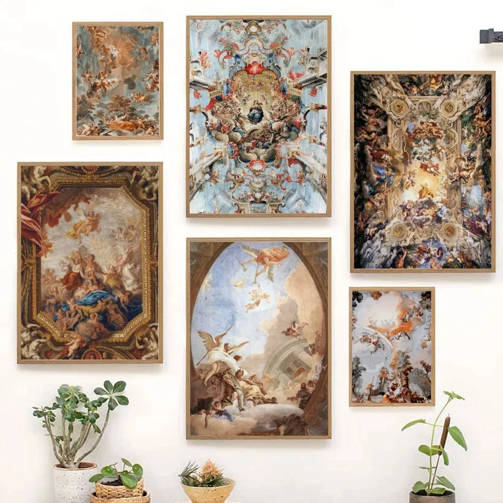 1pc Renaissance Art Painting Pattern Classic Movie Poster Self-adhesive Art Poster Waterproof Paper Sticker Wall Decor