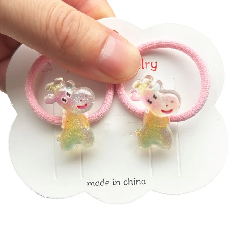 2PCS Cartoon Rabbit Swan Lovely Girls Elastic Hair Bands Princess Hair Accessories Children Hair Ties Baby Headwear