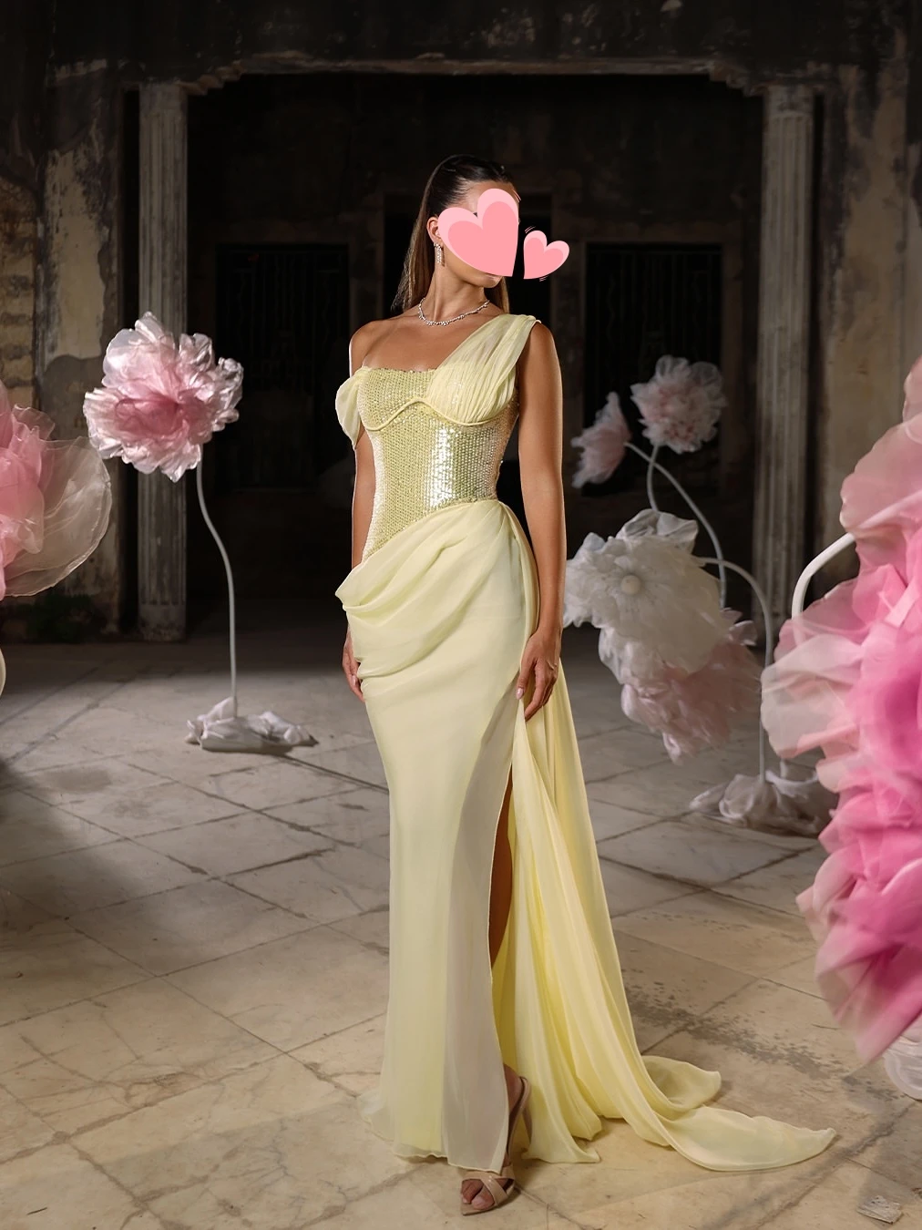 

Other Shore Elegant Vintage Sweet Yellow Mermaid Sequins Chiffon Customize Formal Occasion Prom Dress Evening Party Gowns