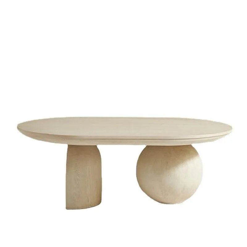 

Modern simple oval small table, Nordic small apartment creative tea table, wabi-sabi style living room, home
