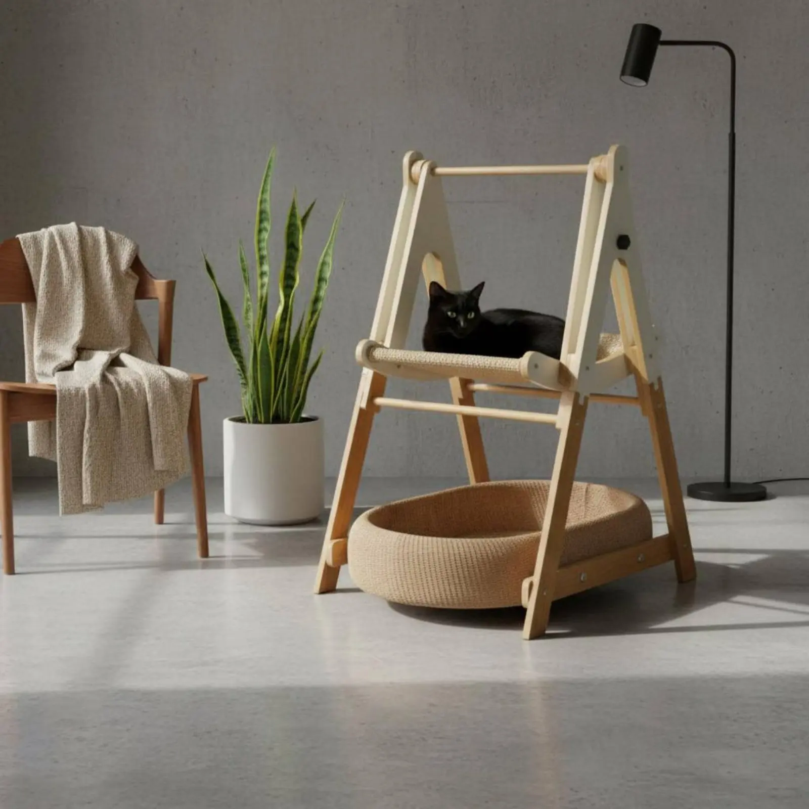 

Wooden Cat Swing Stand Elevated Design Cat Rocking Swing Pet Furniture All Seasons for Small Animals, Indoor