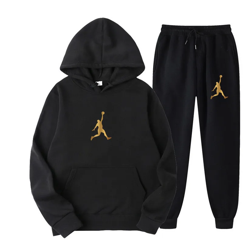 New Fall/Winter Woman Men's Tracksuit  Pattern Design Print Set Hooded Sweatpants 2 Piece Suit Jogger Pants Men's Streetwear