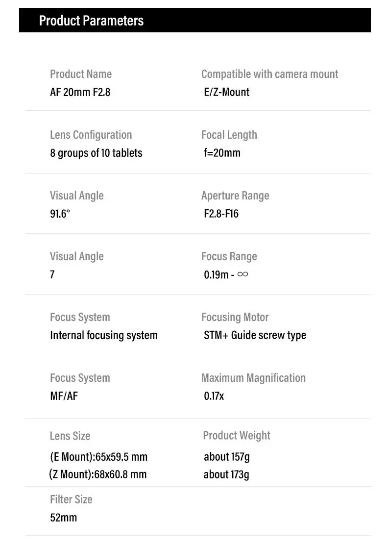 Viltrox 20mm F2.8 Autofokus Vollformat Ultra-Weitwinkelobjektiv für Sony E-Mount und Nikon Z-Mount Kameras – Detail 15