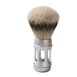 Yaqi-Soporte de banda con mango de Metal cromado mate para hombre, brocha de afeitar para pelo de tejón plateado, 24mm